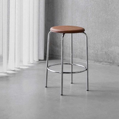 HDComma Cognac & Chrome Bar Stool