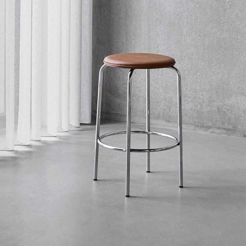 HDcomma Cognac & Chrome Bar Taburete