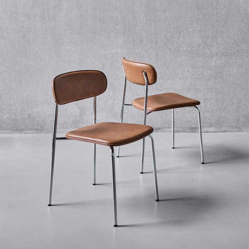 Chaise HDPova cognac & chrome (lot de 2)