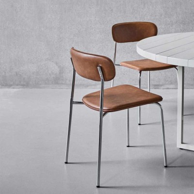Chaise HDPova cognac & chrome (lot de 2) 2