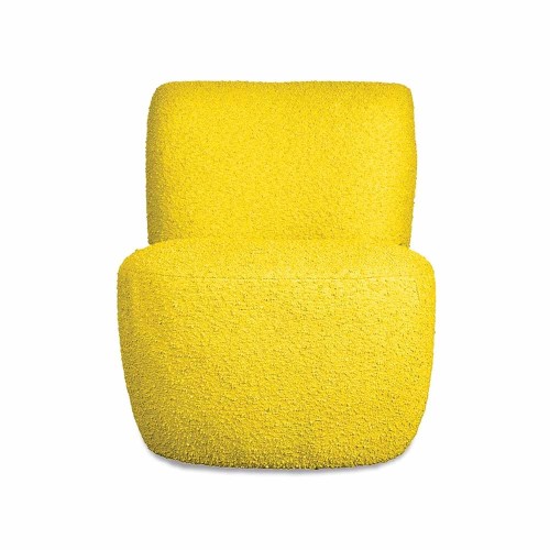 Fauteuil Eve tissu bouclette jaune