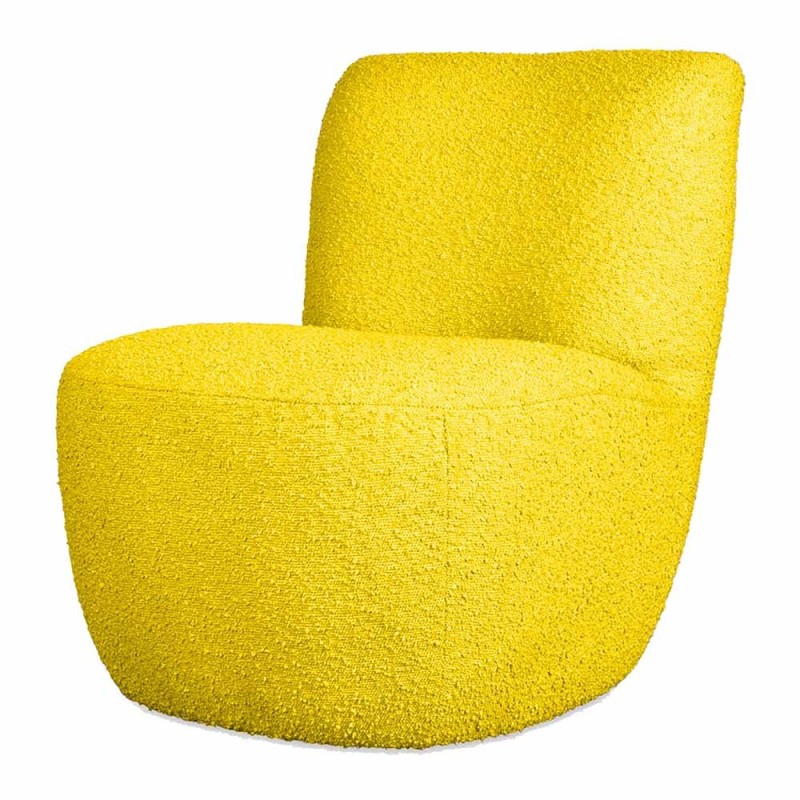 Fauteuil Eve tissu bouclette jaune
