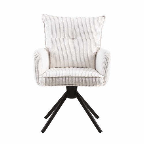 Chaise Léon velours cotelé pivotante blanc