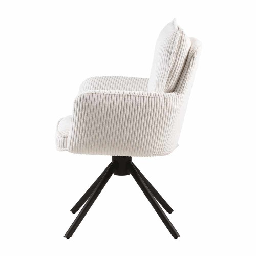 Chaise Léon velours cotelé pivotante blanc