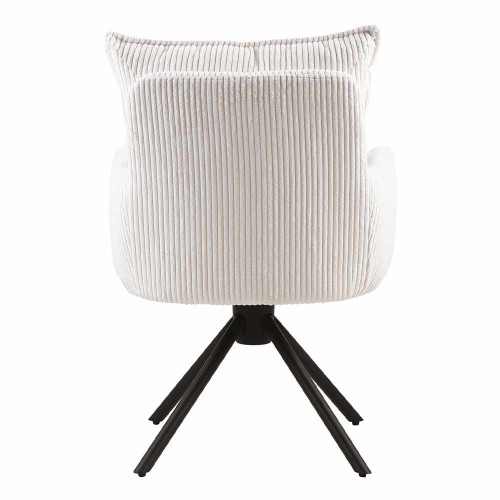 Chaise Léon velours cotelé pivotante blanc