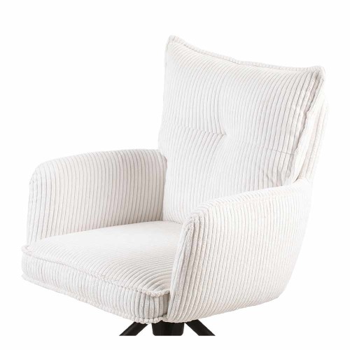 Chaise Léon velours cotelé pivotante blanc