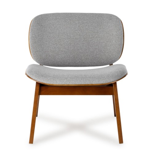 Fauteuil Kuji Gris Clair Structure Bois