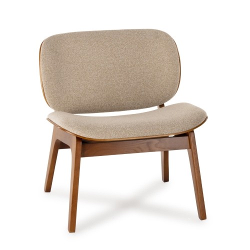 Kuji beige fauteuil houtstructuur