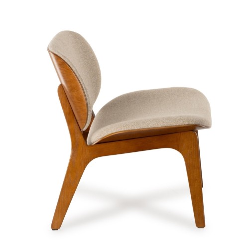 Fauteuil Kuji Beige Structure Bois