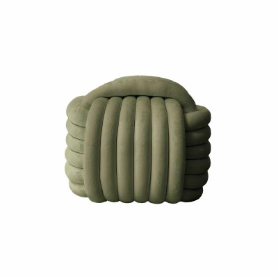 Tabouret passementerie en velours kaki