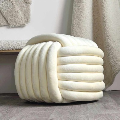 Tabouret passementerie en velours écru 2