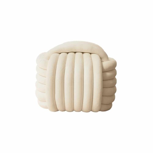 Tabouret passementerie en velours écru