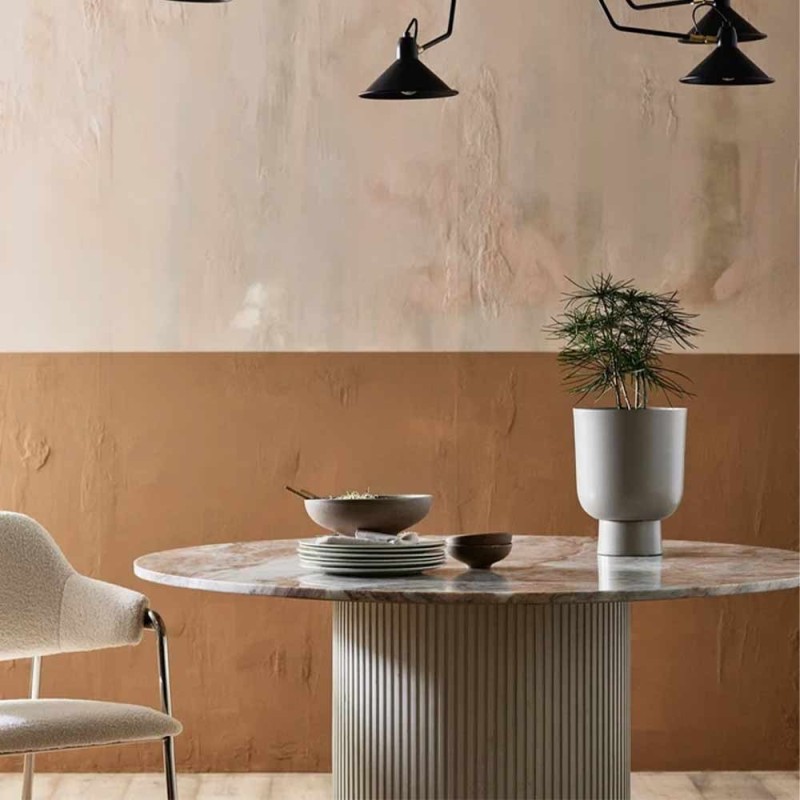Ronde ronde tafel in natuurlijke ivoor marmer – Ø140 x H76 cm