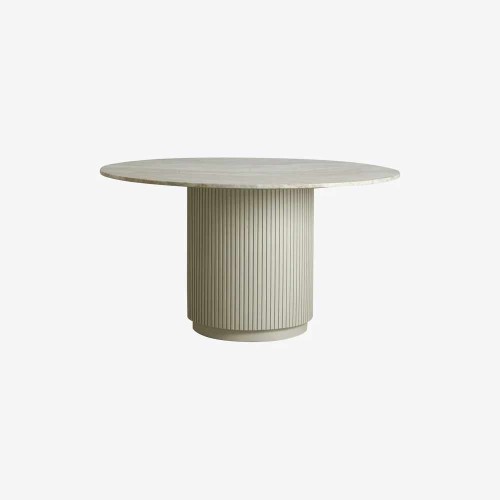 Ronde ronde tafel in natuurlijke ivoor marmer – Ø140 x H76 cm