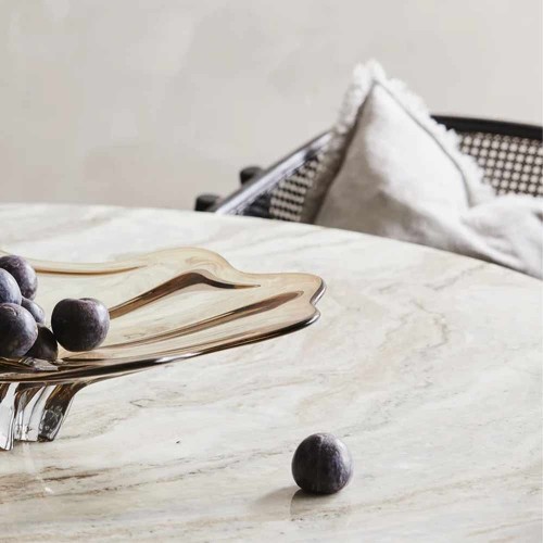 Ronde ronde tafel in natuurlijke ivoor marmer – Ø140 x H76 cm