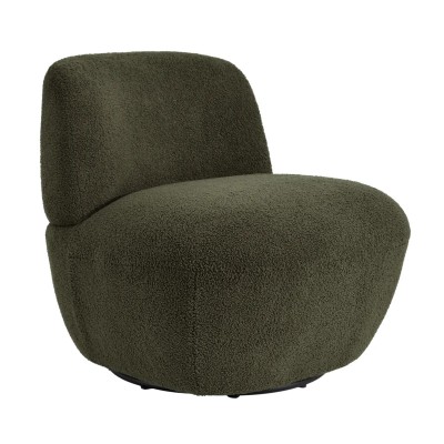 Fauteuil pivotant en bouclette épaisse vert foncé