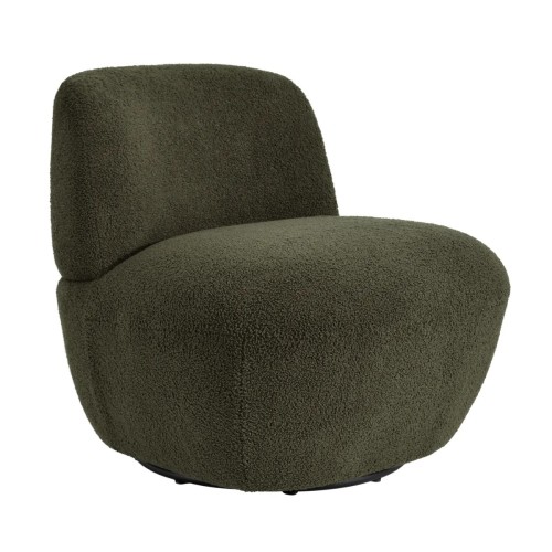 Fauteuil pivotant en bouclette épaisse vert foncé