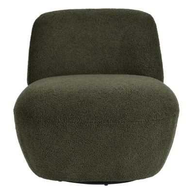 Fauteuil pivotant en bouclette épaisse vert foncé 2
