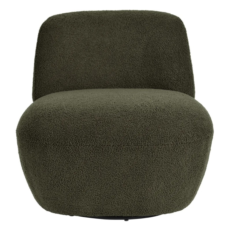 Fauteuil pivotant en bouclette épaisse vert foncé