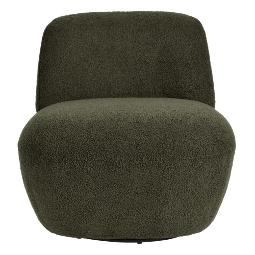 Fauteuil pivotant en bouclette épaisse vert foncé