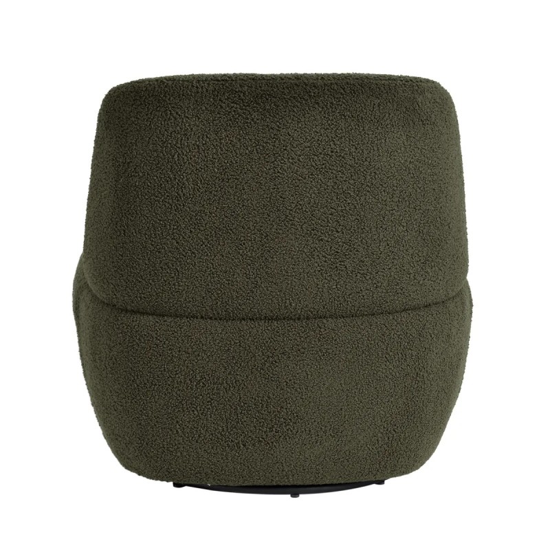 Fauteuil pivotant en bouclette épaisse vert foncé