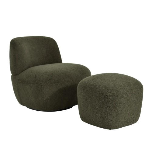 Pouf en bouclette épaisse vert