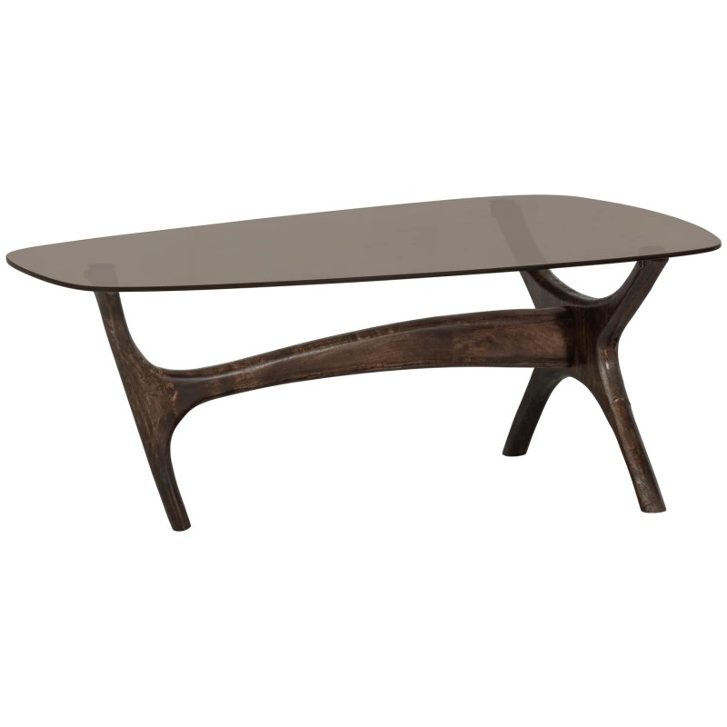 Table basse Flash bois de manguier/verre noyer