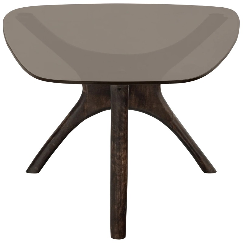 Table basse Flash bois de manguier/verre noyer