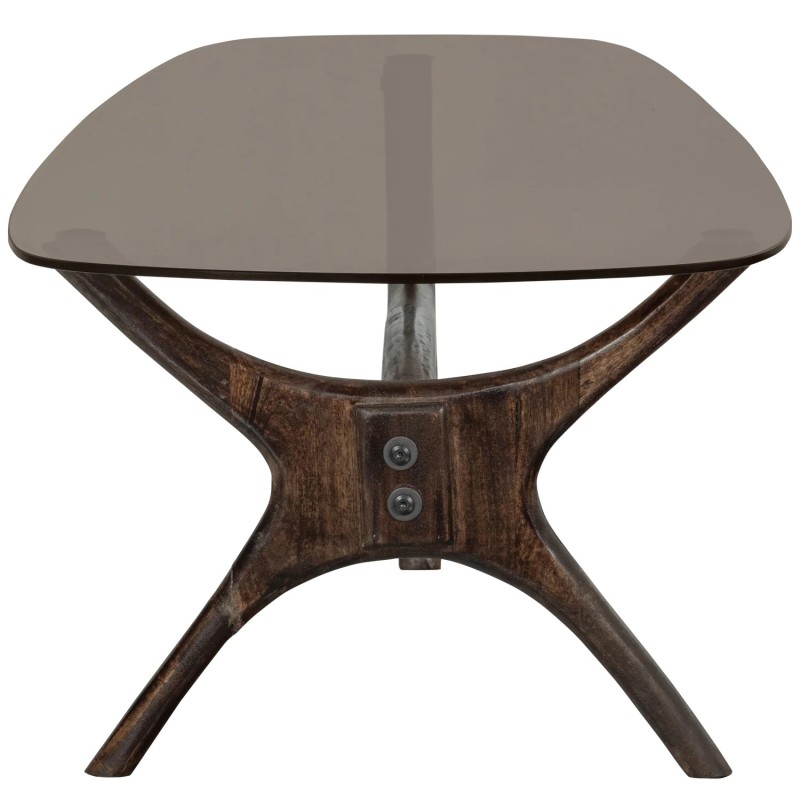 Table basse Flash bois de manguier/verre noyer
