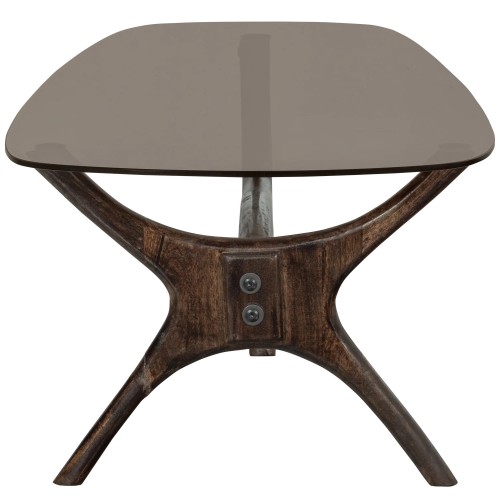 Table basse Flash bois de manguier/verre noyer