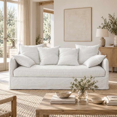 Leinensofa Cap Ferret 3-Sitzer (Rand an Rand) | Moodntone