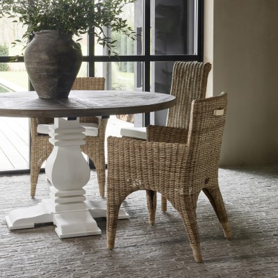 Fauteuil de salle à manger Hamptons – Assise tressée avec coussin 2