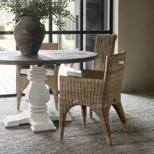 Fauteuil de salle à manger Hamptons – Assise tressée avec coussin