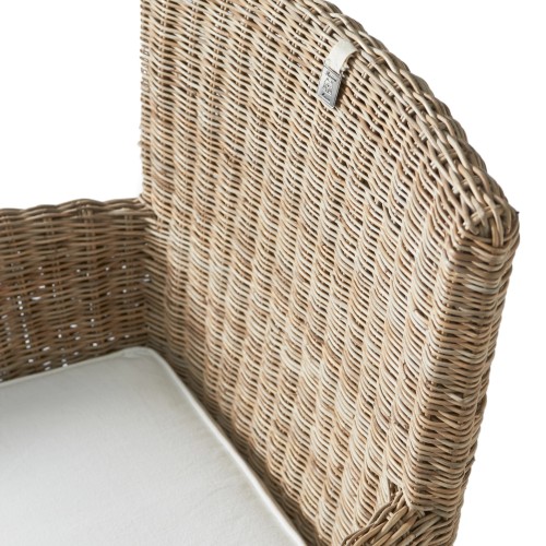 Fauteuil de salle à manger Hamptons – Assise tressée avec coussin