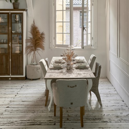 Fauteuil de salle à manger Hamptons – Assise tressée avec coussin