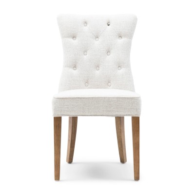 Chaise Balmoral en tweed blanc antique – Chaise de salle à manger capitonnée
