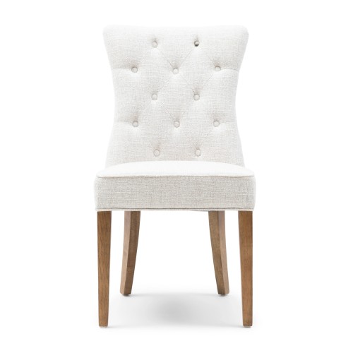 Chaise Balmoral en tweed blanc antique – Chaise de salle à manger capitonnée
