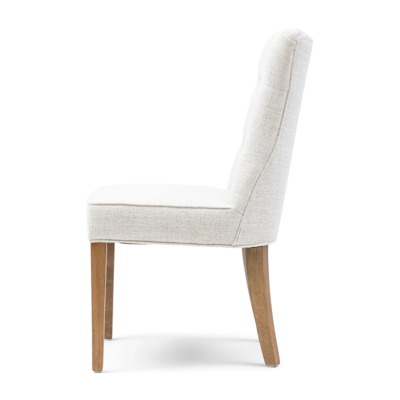 Chaise Balmoral en tweed blanc antique – Chaise de salle à manger capitonnée
