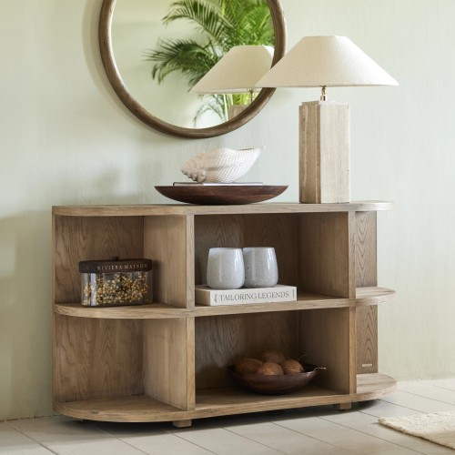 Table d’appoint Del Rey en chêne recyclé – Console ouverte 140 cm