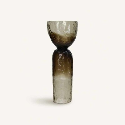 Vase Diabolo Smoke 44 cm en verre – Vase sculptural et photophore