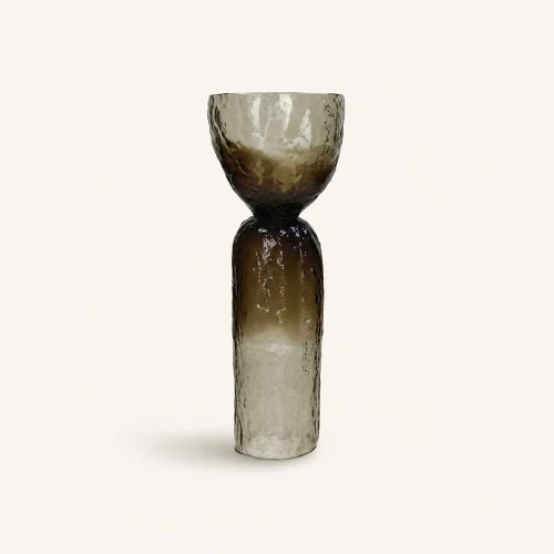 Vase Diabolo Smoke 44 cm en verre – Vase sculptural et photophore