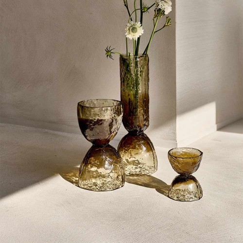 Vase Diabolo Smoke 44 cm en verre – Vase sculptural et photophore