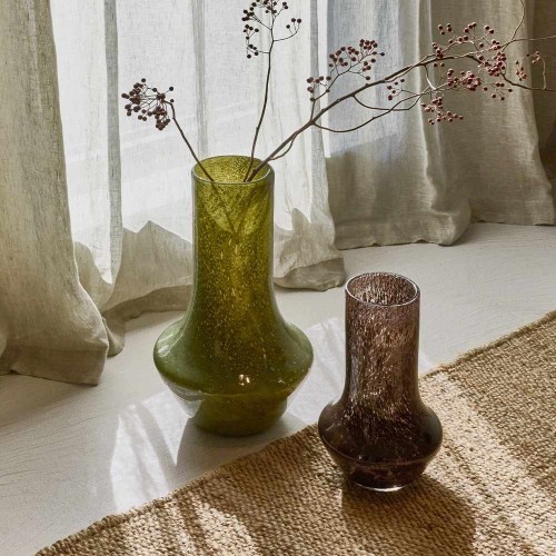 Vase Camou haut vert en verre – Vase décoratif 41,5 cm