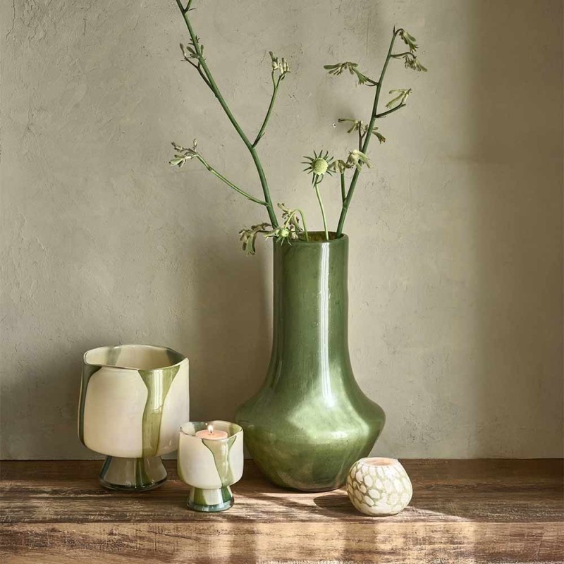 Vase Camou haut vert en verre – Vase décoratif 41,5 cm
