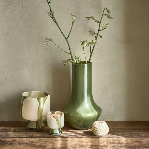 Vase Camou haut vert en verre – Vase décoratif 41,5 cm