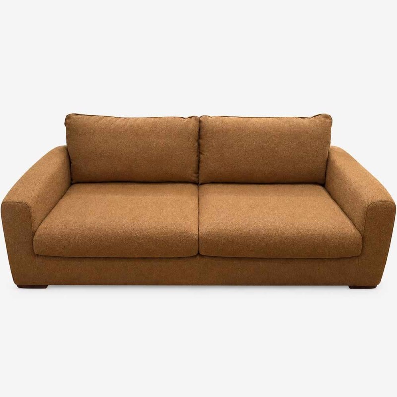 Canapé Sophia 3 places Copper Brown – Bouclé et pieds bois Walnut