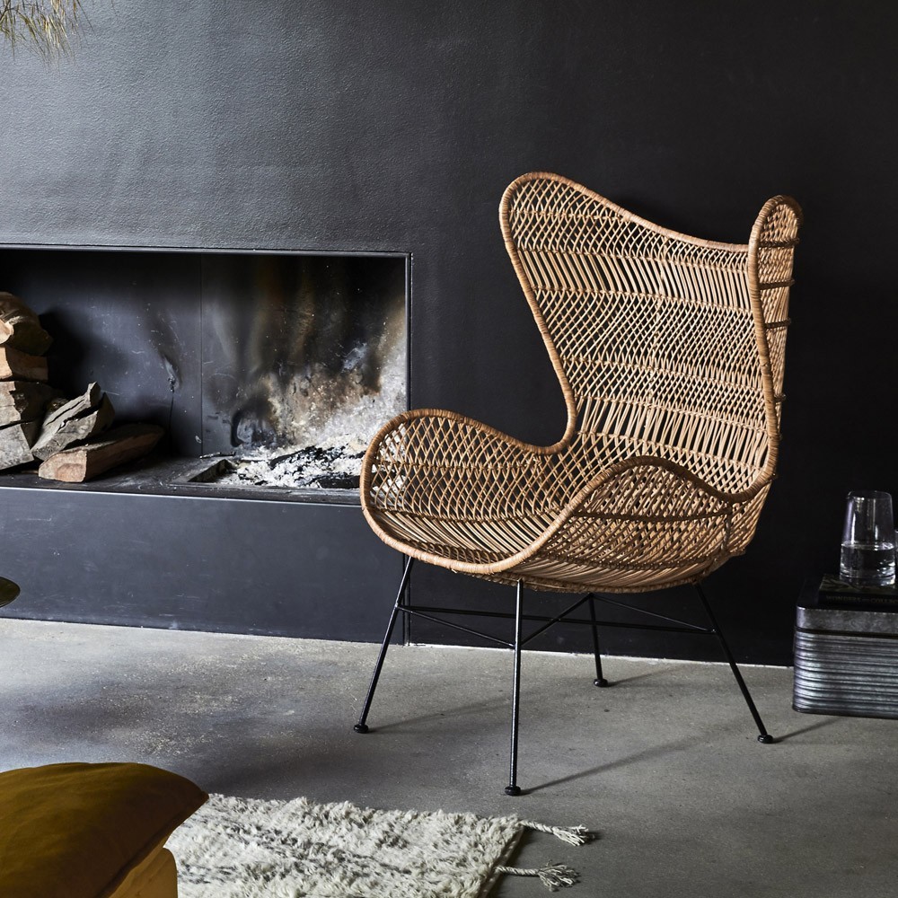 Bohemian rattan armchair natural HK Living