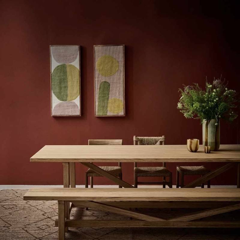 Décoration murale Wooly verte en laine – Motif géométrique fait main