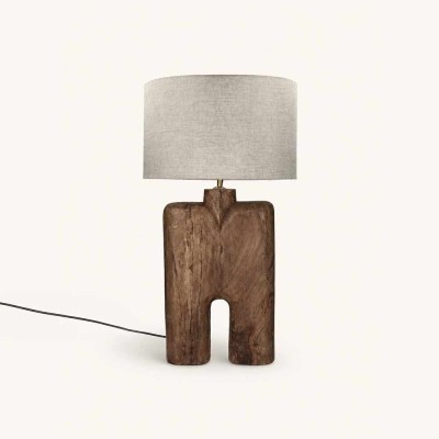 Lampe de table Lampedusa 74 cm en bois de manguier et lin