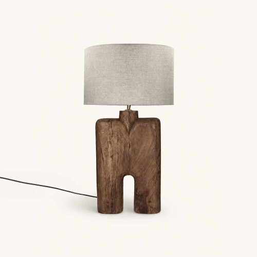 Lampe de table Lampedusa 74 cm en bois de manguier et lin